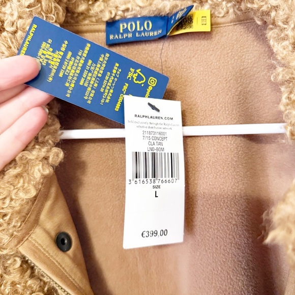 NWT Polo Ralph Lauren High-Pile Curly Fleece Teddy Bomber Jacket size large - Picture 4 of 13